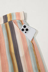 Multicolour Vertical Striped Smocked Cami Top Wide Leg Pants Set Pant Sets JT's Designer Fashion