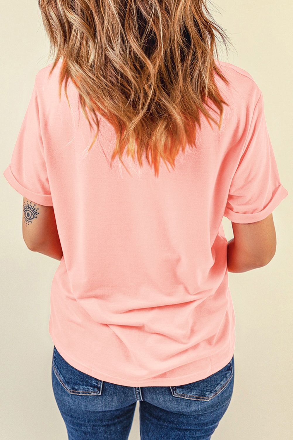 Pink Sequin Cute Bunny Graphic Easter Fashion Tee Graphic Tees JT's Designer Fashion