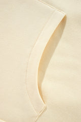 Beige Fleece Lined Half Zipper Kangaroo Pockets Loose Hoodie Sweatshirts & Hoodies JT's Designer Fashion