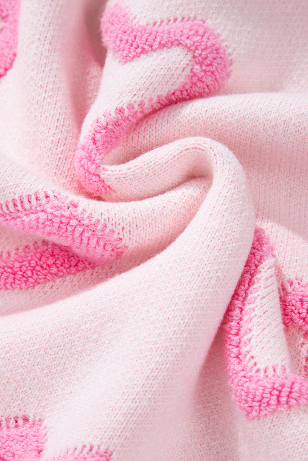 Pink Heart Shape Bubble Sleeve Baggy Sweater Sweaters JT's Designer Fashion