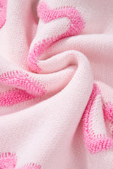Pink Heart Shape Bubble Sleeve Baggy Sweater Sweaters JT's Designer Fashion