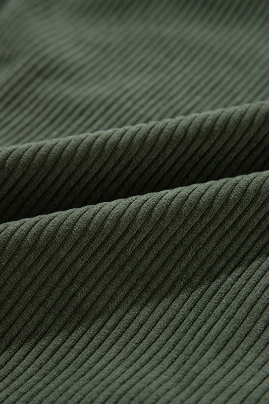 Jungle Green Oversized Corduroy Contrast Hooded Shacket Jackets JT's Designer Fashion