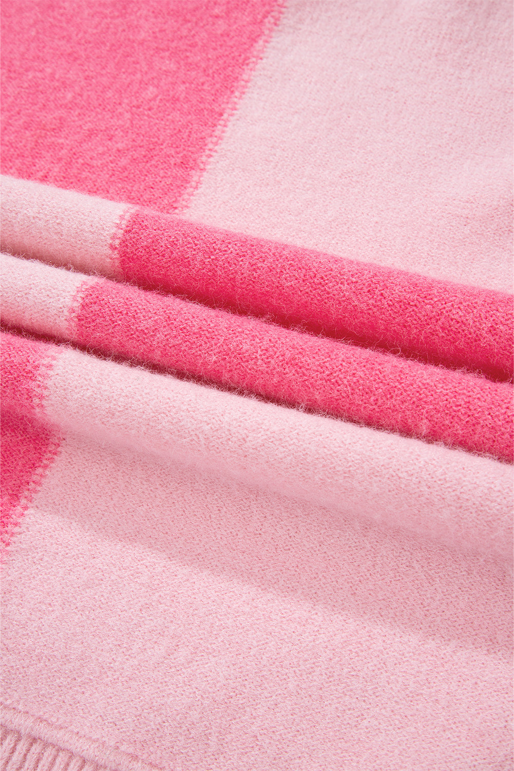 Pink Checkered Colorblock Striped High Low Loose Sweater Sweaters JT's Designer Fashion