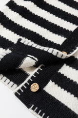 White Stripe Chic Golden Button Cardigan Sweater Cardigans JT's Designer Fashion