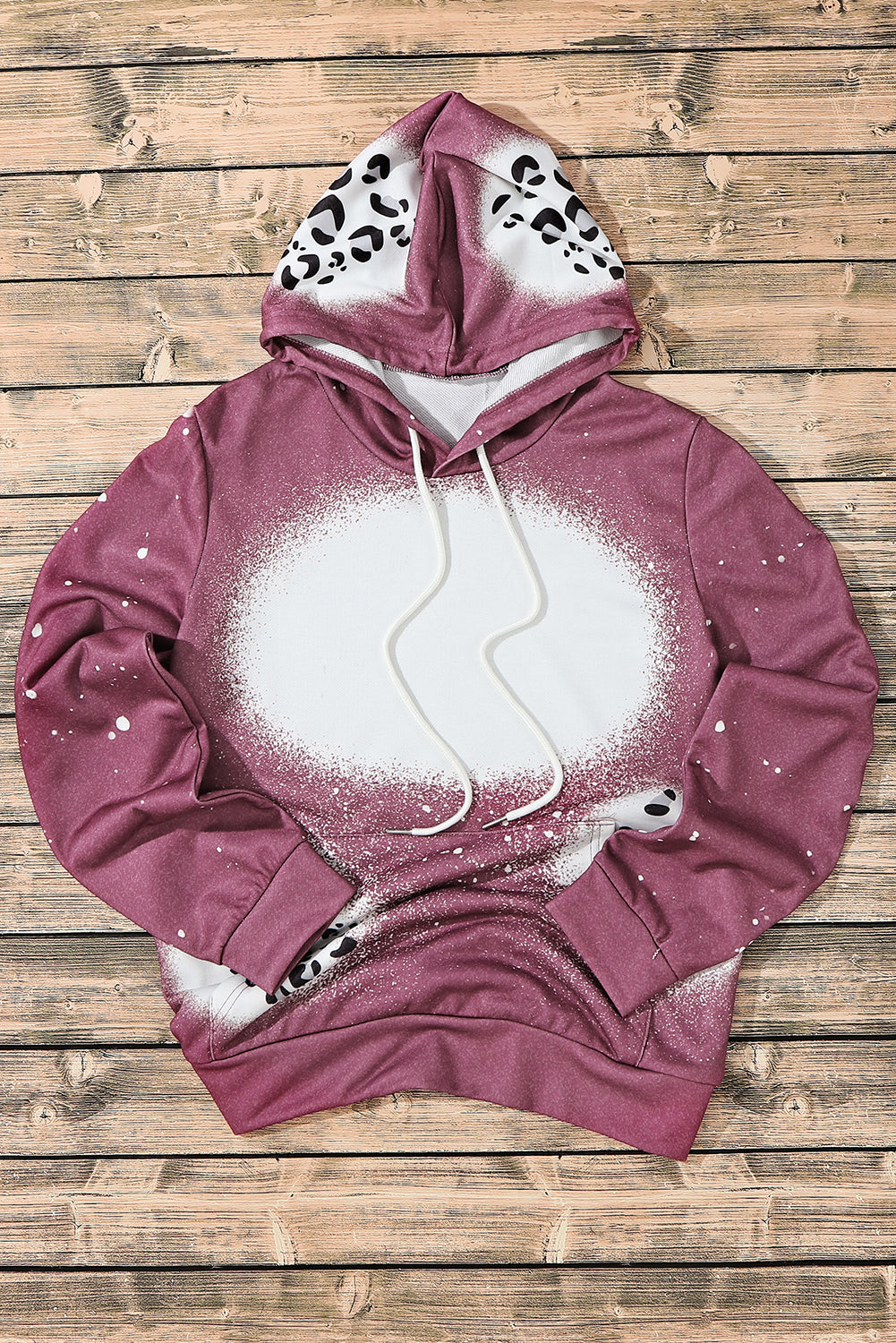 Leopard Tie Dye Print Kangaroo Pocket Pullover Hoodie Sweatshirts & Hoodies JT's Designer Fashion