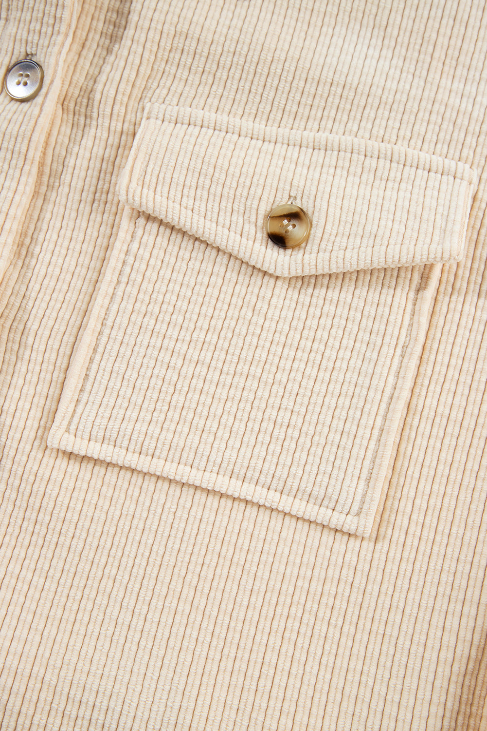 Oatmeal Corduroy Flap Pocket Button Up Shacket Jackets JT's Designer Fashion
