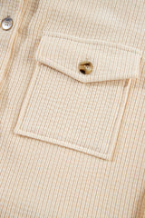 Oatmeal Corduroy Flap Pocket Button Up Shacket Jackets JT's Designer Fashion
