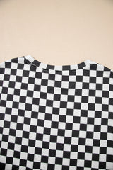 Black Checkerboard T Shirt and High Waist Skorts 2 Piece Outfit Short Sets JT's Designer Fashion