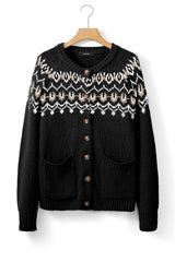 Black Western Fashion Abstract Printed Cardigan Sweater Cardigans JT's Designer Fashion