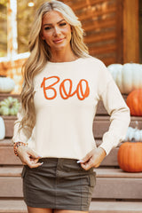 Apricot Boo Knitted Pattern Ribbed Edge Drop Shoulder Sweater Sweaters JT's Designer Fashion