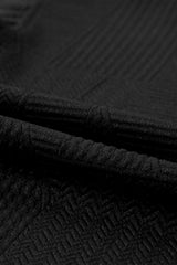 Black Textured Ruffle Split Top and Drawstring Shorts Short Sets JT's Designer Fashion