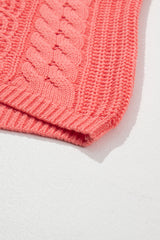 Gold Flame Cable Knit V Neck Contrast Drawstring Hooded Sweater Sweaters JT's Designer Fashion