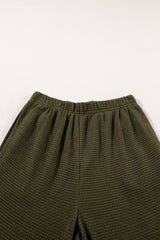 Four Leaf Clover Solid Color Textured Buttoned Shirt and Casual Pants Set Pant Sets JT's Designer Fashion