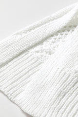 White Hollow-out Openwork Knit Cardigan Cardigans JT's Designer Fashion