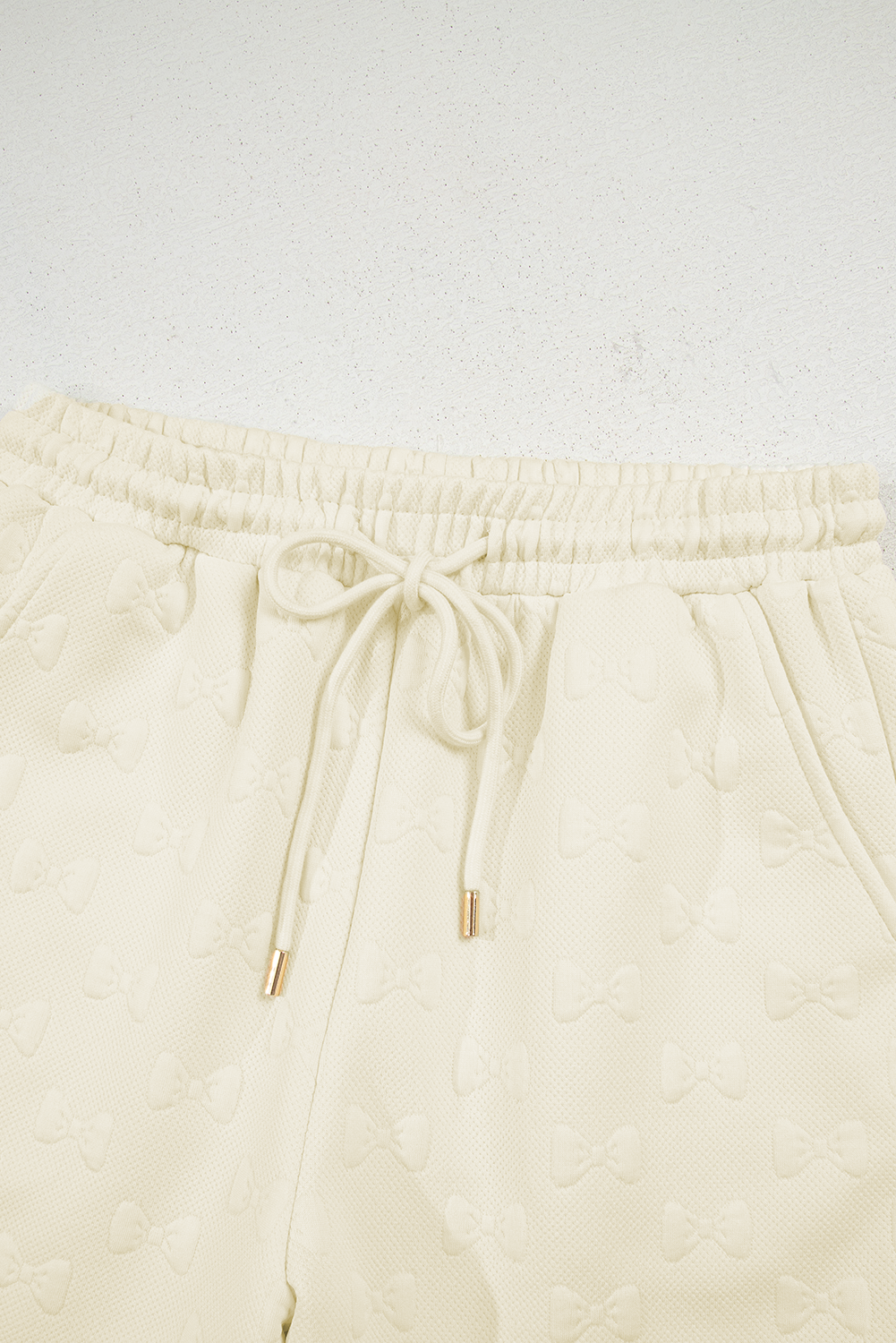 White Bow Jacquard Ruffle Sleeve Short 2pcs Outfit Short Sets JT's Designer Fashion
