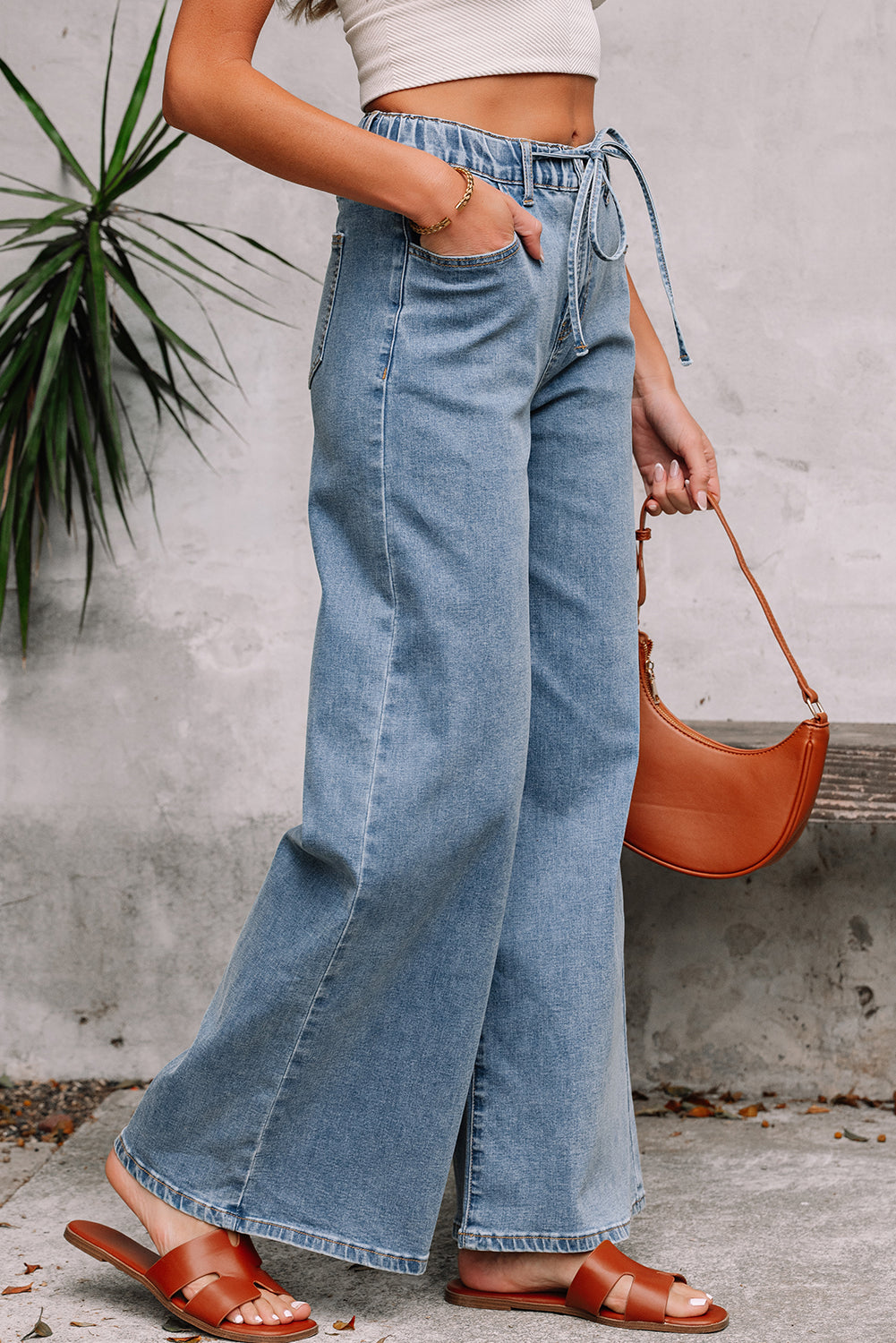 Dusk Blue Medium Wash Super Wide Leg Denim Pants Jeans JT's Designer Fashion