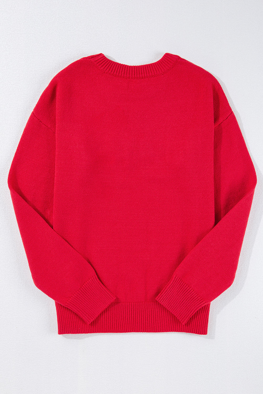 Fiery Red Tinsel Merry Letter Drop Shoulder Baggy Sweater Sweaters JT's Designer Fashion