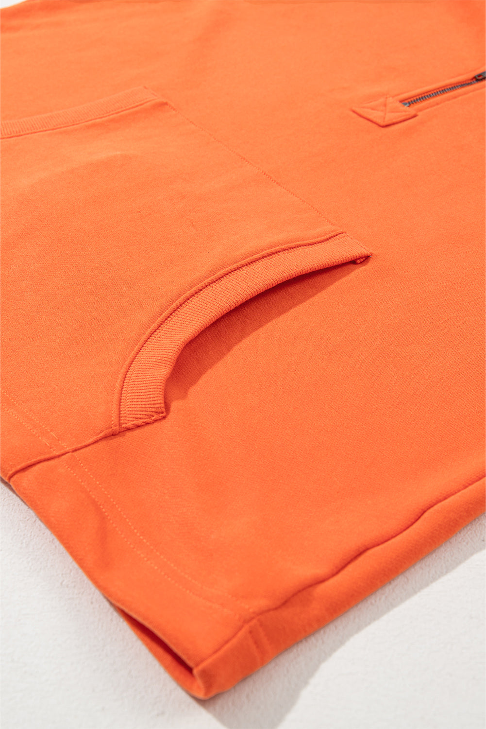 Orange Solid Kangaroo Pocket Half Zipper Oversized Hoodie Sweatshirts & Hoodies JT's Designer Fashion