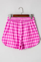 Pink Geometric Print Active Casual Shorts with Slits Casual Shorts JT's Designer Fashion