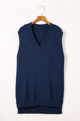 Dark Blue Knit Vest Pullover Sweater Sweaters & Cardigans JT's Designer Fashion