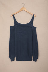Dark Blue Dew Shoulder Juliette Knitted Sweater Sweaters & Cardigans JT's Designer Fashion