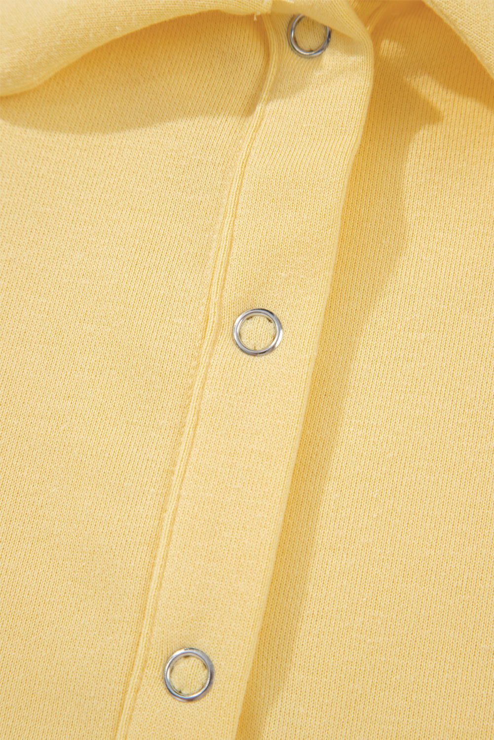 Yellow Cream Button Collar Drop Shoulder Pullover and Shorts 2pcs Outfit Short Sets JT's Designer Fashion