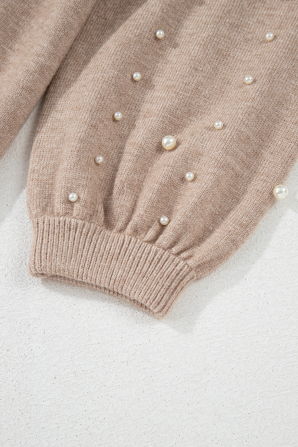 Smoke Gray Pearled Drop Shoulder Plus Size Sweater Plus Size Sweaters & Cardigans JT's Designer Fashion