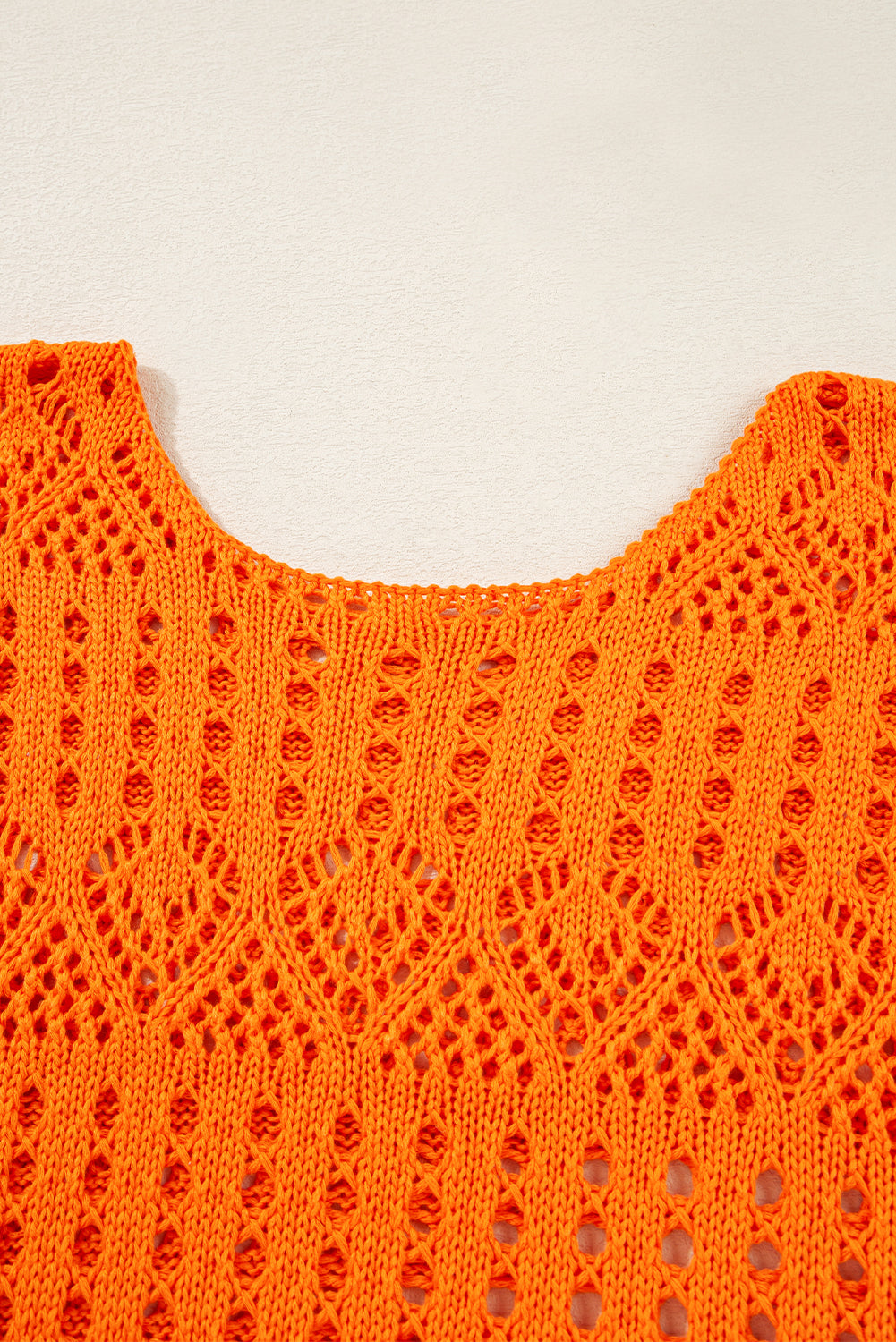Carrot Solid Color Open Crochet Scallop Edge Sweater Sweaters JT's Designer Fashion