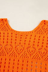Carrot Solid Color Open Crochet Scallop Edge Sweater Sweaters JT's Designer Fashion