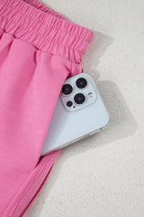 Bonbon Color Block Stripes Elastic High Waist Active Shorts Casual Shorts JT's Designer Fashion