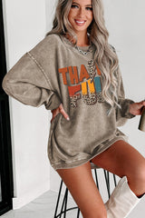 Khaki Leopard THANKFUL Graphic Corded Thanksgiving Sweatshirt Graphic Sweatshirts JT's Designer Fashion