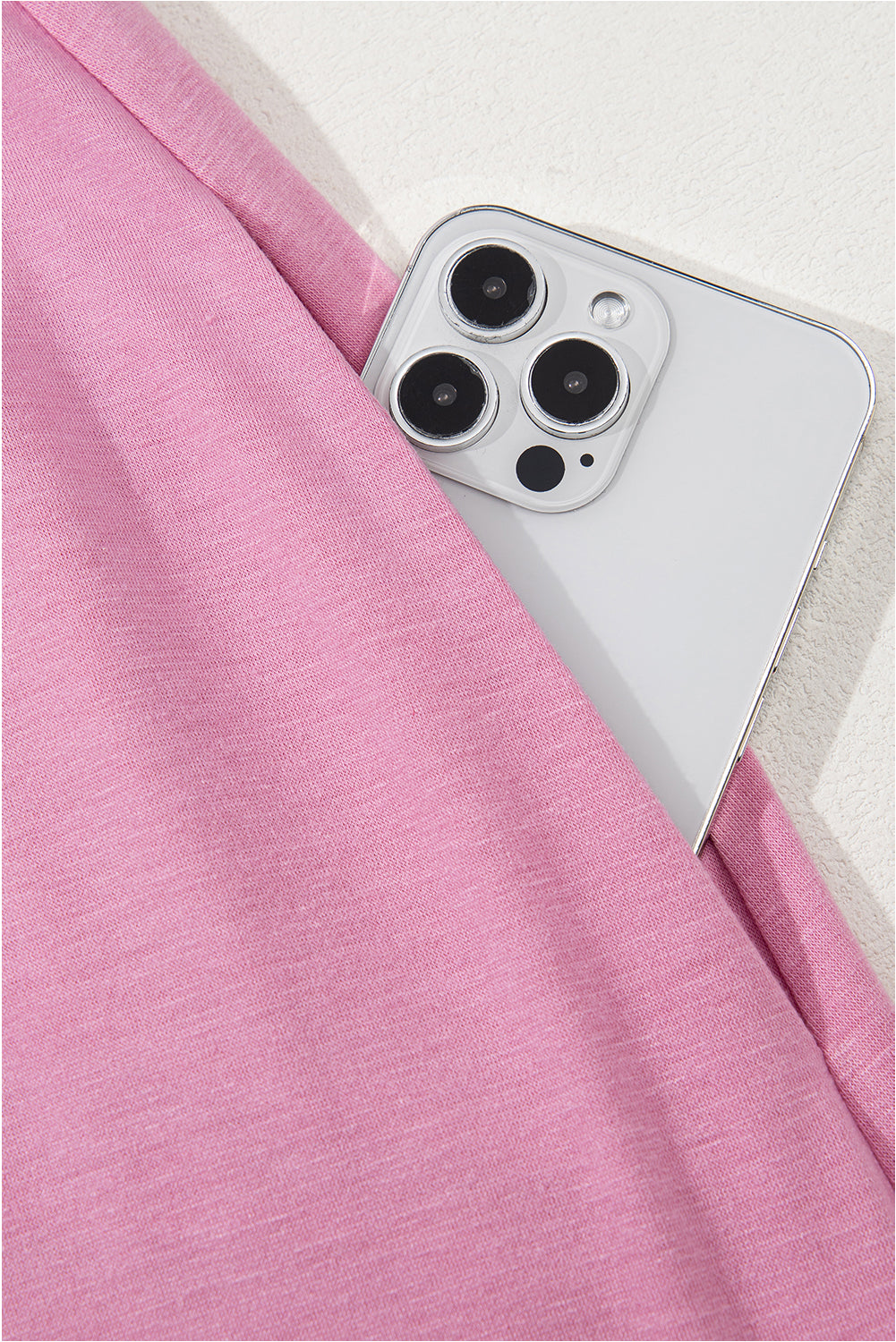 Pink Solid Color T-shirt High Waist Pocketed Long Dress Maxi Dresses JT's Designer Fashion