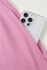 Pink Solid Color T-shirt High Waist Pocketed Long Dress Maxi Dresses JT's Designer Fashion