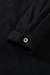 Black Corduroy Shirt Style Full Button Long Sleeve Shift Mini Dress Mini Dresses JT's Designer Fashion
