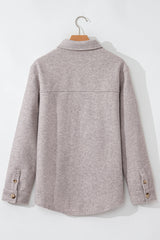 Light Grey Turn Down Collar Flap Pockets Buttoned Shacket Jackets JT's Designer Fashion
