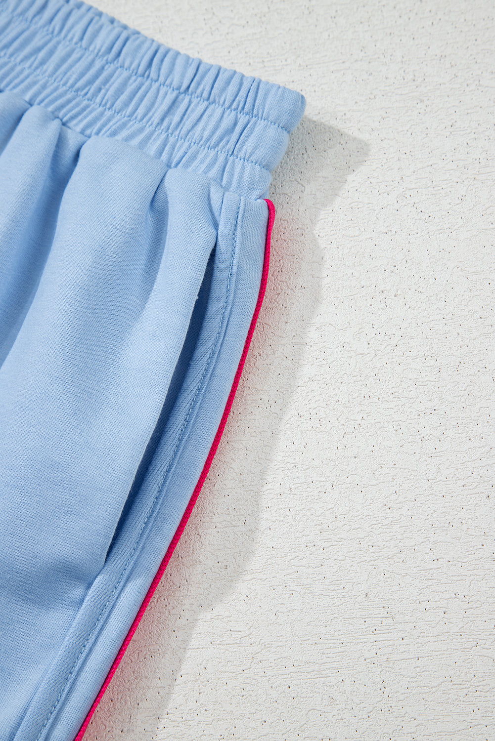 Beau Blue Color Block Stripes Elastic High Waist Active Shorts Casual Shorts JT's Designer Fashion