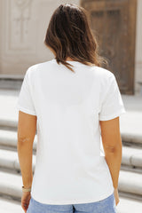 White Sequin Rugby Football Pattern Crewneck T Shirt Graphic Tees JT's Designer Fashion