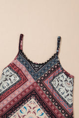 Red Geometric Paisley Print Sleeveless Shift Mini Dress Mini Dresses JT's Designer Fashion