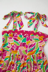 Multicolour Floral Tied Straps Ricrac Trim Long Dress Maxi Dresses JT's Designer Fashion