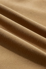 Camel Solid Fleece Lined Drop Shoulder High Low Sweatshirt Sweatshirts & Hoodies JT's Designer Fashion