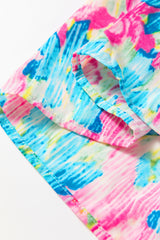 Sky Blue Floral Allover Print Shirred Square Neck Plus Size Maxi Dress Plus Size Maxi Dresses JT's Designer Fashion