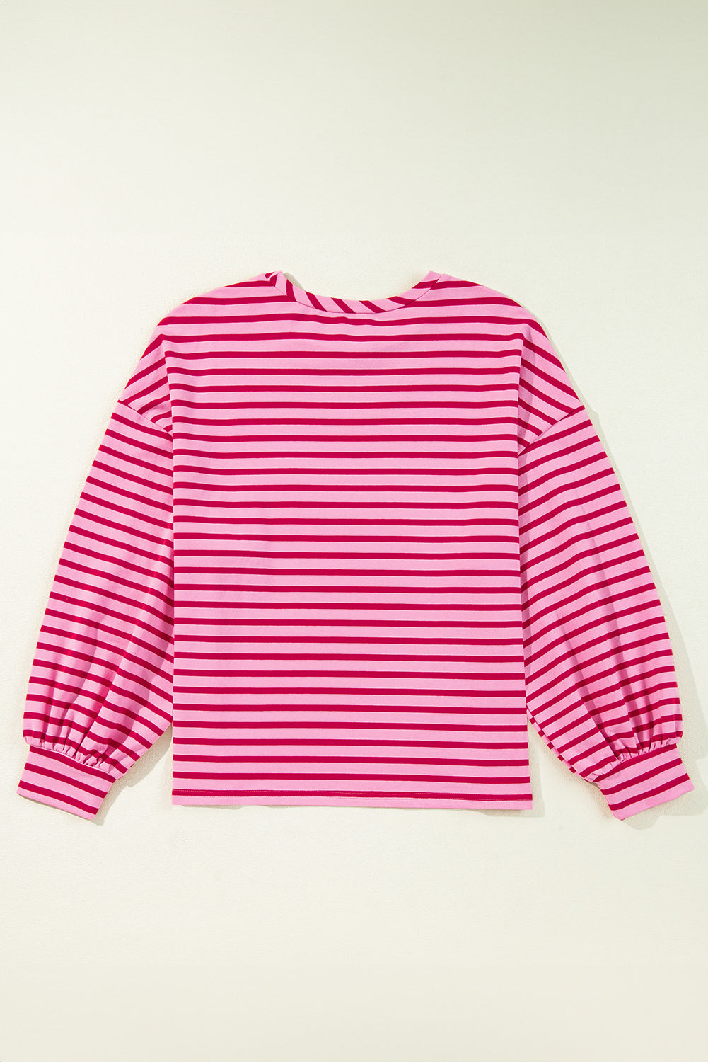 Sachet Pink Striped Print Crew Neck Drop Shoulder Sweatshirt Sweatshirts & Hoodies JT's Designer Fashion