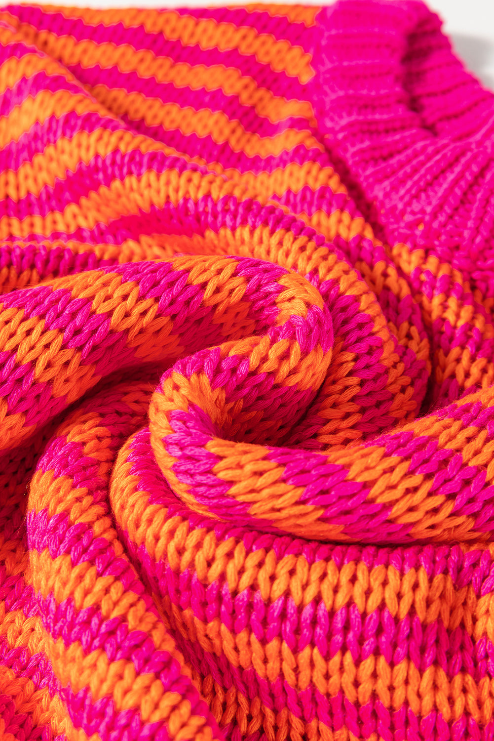 Rose Stripe 3/4 Puff Sleeve Drop Shoulder Sweater Sweaters JT's Designer Fashion