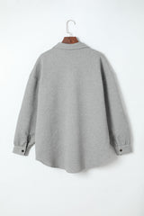 Gray Solid Textured Flap Pocket Buttoned Shacket Jackets JT's Designer Fashion