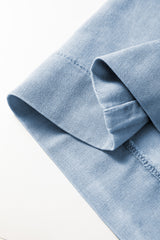 Beau Blue Flutter Sleeve Shirred Detail Button Up Denim Mini Dress Mini Dresses JT's Designer Fashion