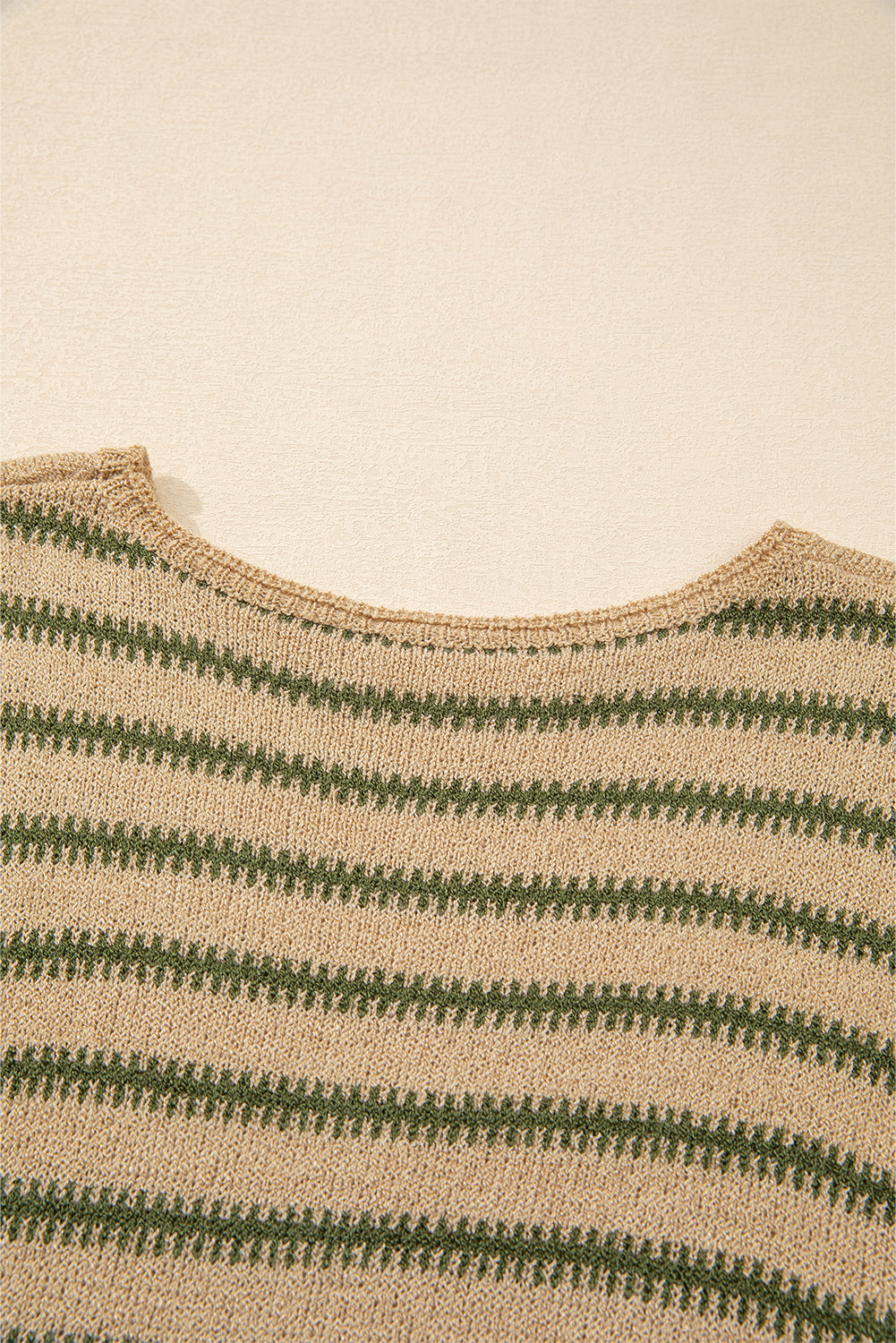 Khaki Stripe Drop Shoulder Casual Sweater Sweaters JT's Designer Fashion
