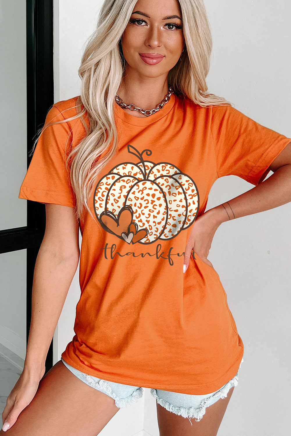 Orange Leopard Pumpkin Graphic Tee Graphic Tees JT's Designer Fashion