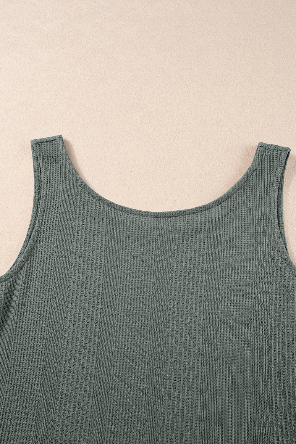 Duffel Green Solid Color Ribbed Ruffle Tank Top and Pants Set Pant Sets JT's Designer Fashion