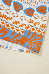 Orange Multi Printed Ricrac Trim Spaghetti Straps Long Dress Maxi Dresses JT's Designer Fashion