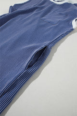 Sail Blue Rib Textured Cap Sleeve T-Shirt Dress T Shirt Dresses JT's Designer Fashion